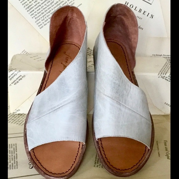 Free People Flat Sandal gray Leather Cut Out 36.5 - Picture 4 of 6